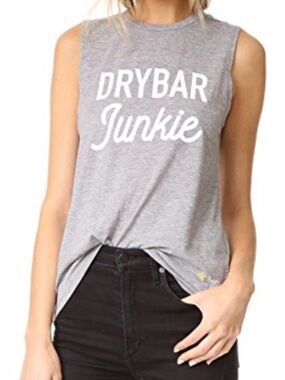 Drybar Junkie Gray Graphic Tank Top XL
